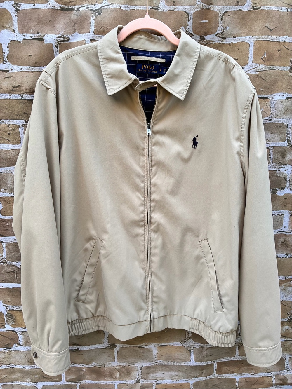 Polo by Ralph Lauren L Light Tan Zip-Front Harrington Jacket - Picture 7 of 11